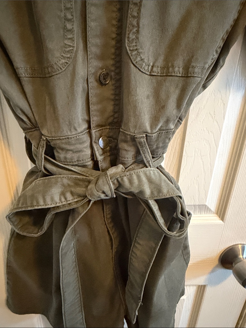 Universal Thread Olive Green Utility Tie-Waist Women's Shorts Romper - Picture 4 of 8